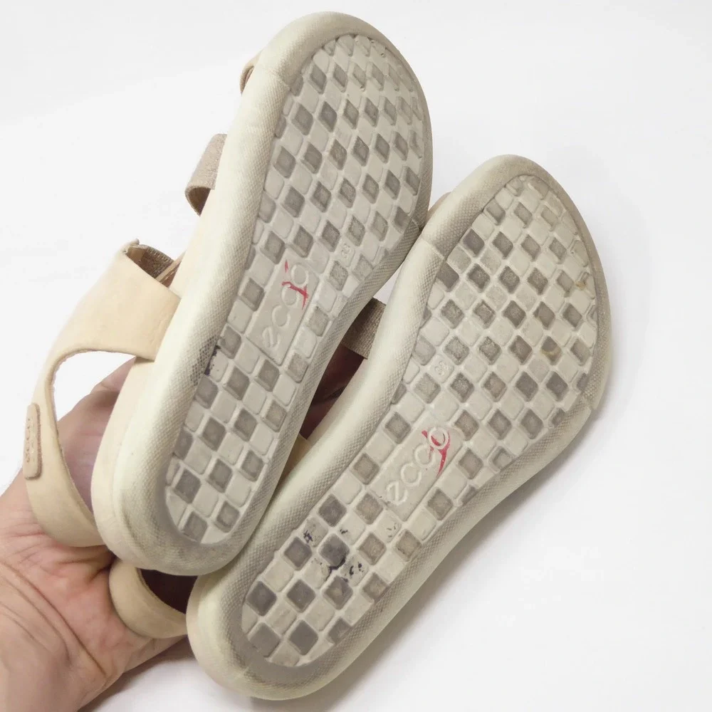 ECCO Damara Womens Sandals Beige Leather Elastic Strap Comfort 7